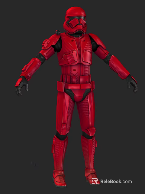 Smart Machine With Red Full Body Armor And Futuristic Technological Design 3d model 