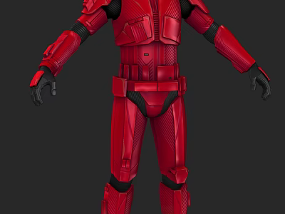 Smart Machine With Red Full Body Armor And Futuristic Technological Design 3d model