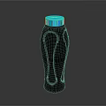 Black Plastic Beverage Bottle With Blue Cap And Smooth Reflective Surface