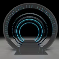 Futuristic Circular Ring Structure with Blue LED Lighting and Dot Patterns in Modern 3d model
