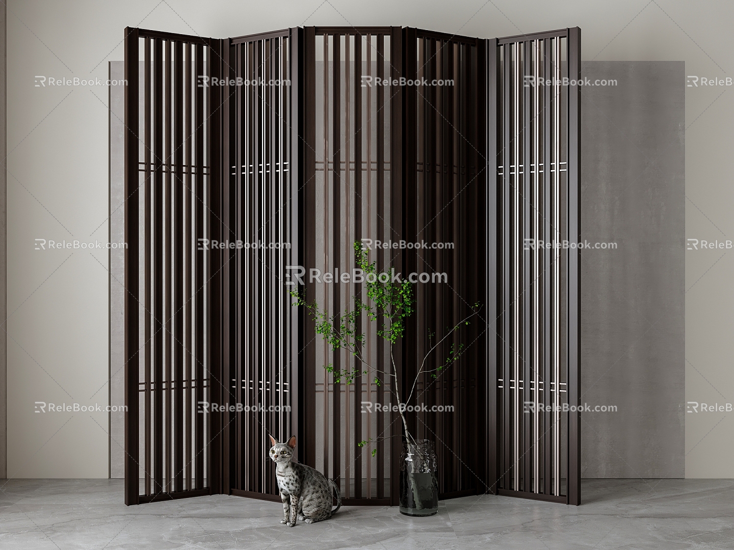 New Chinese-style screen partition 3d model