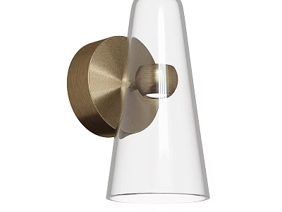 Modern Wall Lamp With Brass Base And Transparent Glass Cone Shade Design 3d model