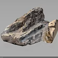 Natural Wood and Stone Decorative Piece with Irregular Shape and Color Variations