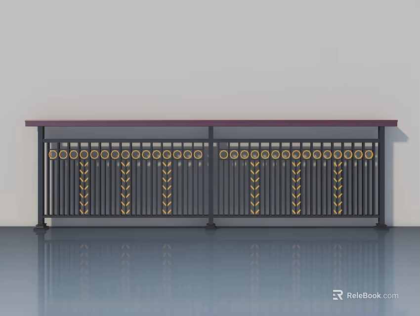 Modern Swing Door Design With Dark Frame And Gold Decorative Patterns 3d model