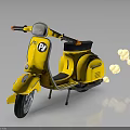 Bright Yellow Scooter With Black Seat Shiny Reflective Body And Modern Style