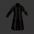 Dark Vintage Long Coat With Decorative Stitching Vertical Buttons And Shoulder Design Textured Fabric