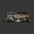 Cartoon Scene Featuring Cute House Model Multiple Buildings Various Roofs Green Lawn And Trees