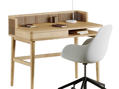 Desk and Chair Combination Rattan Desk Computer Desk Writing Desk model