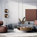 Modern Sofa Coffee Table Combination Luxury Arc Sofa Coffee Table Combination 3d model