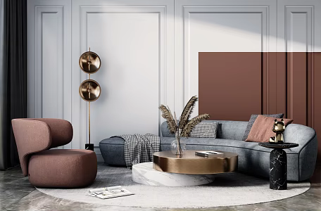 Modern Sofa Coffee Table Combination Luxury Arc Sofa Coffee Table Combination 3d model