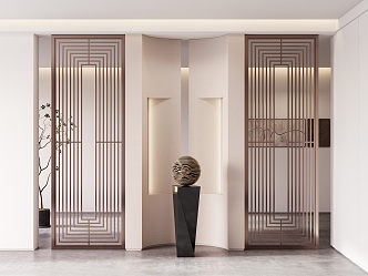 New Chinese Style Entrance Screen Partition Hollow New Chinese Style Partition New Chinese Style Screen Metal Partition 3d model