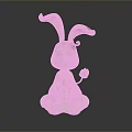 Cute Colorful Rabbit Doll With Rainbow Ears Closed Eyes Holding Flower Green Base