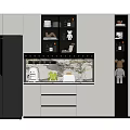 Sleek Modern Wine Cabinet With Glass Doors Lighting And Kitchen Countertop Decor
