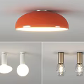 Orange And White Ceiling Lights With Transparent Bulbs Modern Home Decor 3d model