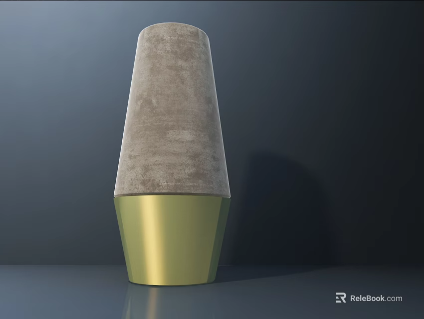 Sleek Modern Table Lamp With Gray Textured Shade And Gold Metallic Base 3d model 