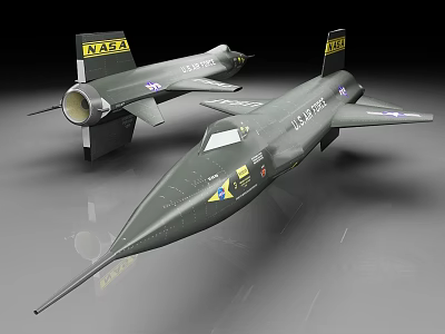 NASA X 15 Aircraft Models In Military Green With Badges And Sleek Design 3d model