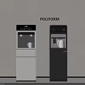 Poliform Modern Water Dispensers In White And Black With Cup And Kettle