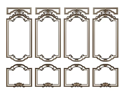 Various Styles Of Ornate Crown Molding With Decorative Frames For Interiors 3d model