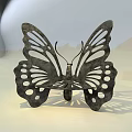 Butterfly Shaped Metal Public Chair With Artistic Openwork Design For Outdoor Use