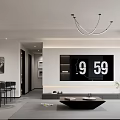 Modern Living and Dining Room Interior With Open Layout TV Wall Sofa and Pendant Lights