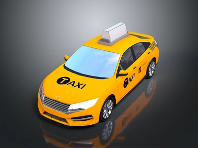 Yellow Taxi Cab With Roof Sign And Side TAXI Lettering 3d model