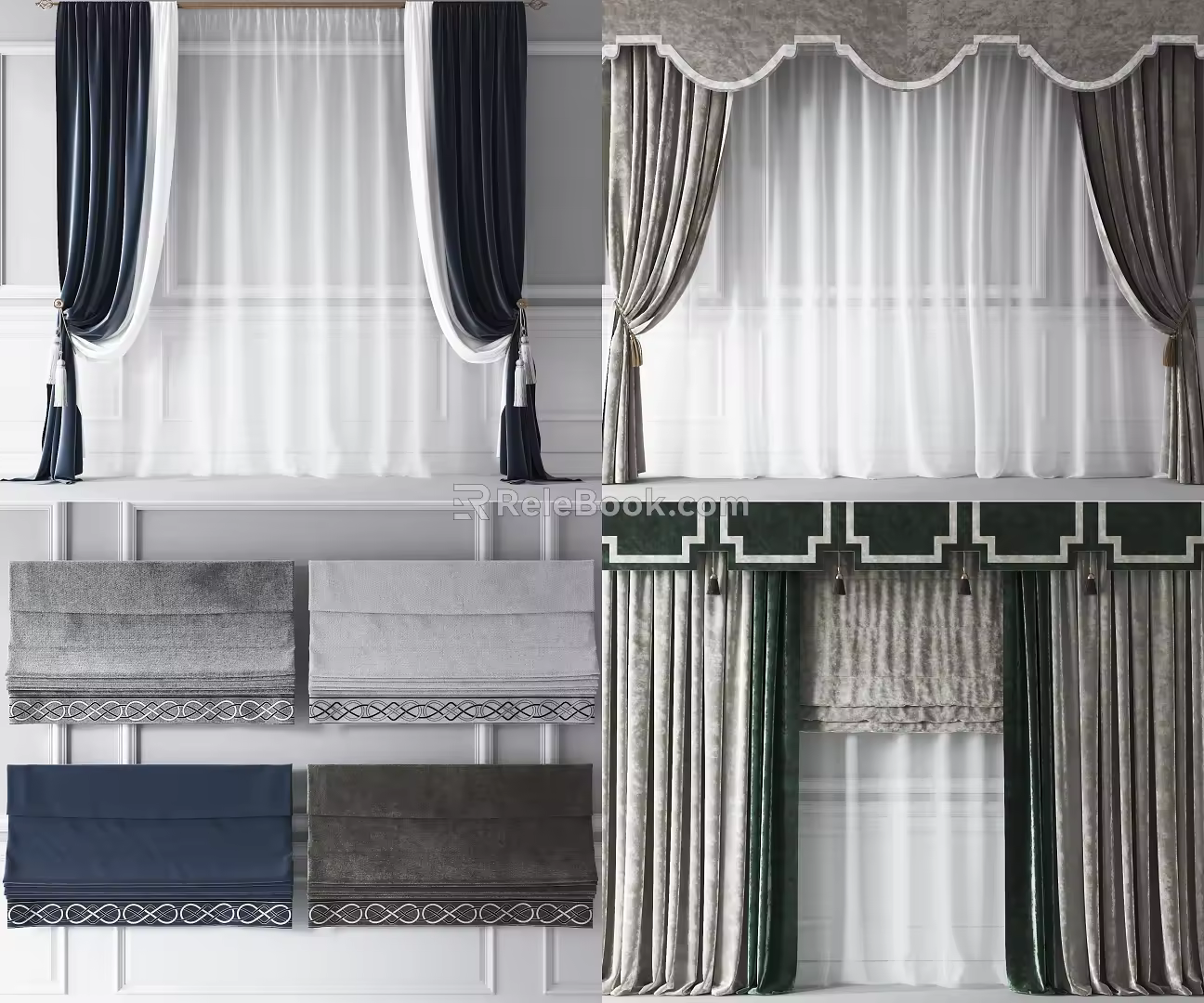 Modern Curtain Screen Combination 3d model