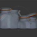 Blue Glass Storage Jars With Orange Seals And Metal Clips For Kitchen Use