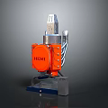 Industrial HEMI Mechanical Device With Orange Casing Metal Components And Base