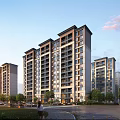 Modern High rise Residential Buildings With Greenery People Walking Near Road And Clear Sky