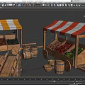 Vegetable stand fruit and vegetable stand combination vegetable market stall market life props low face number low model simple model game film and television level super realistic 3d model