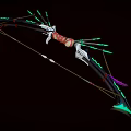 Fantasy Weapon Bow Featuring Green Glowing Accents Red Grip Silver Parts And Decorative Arrows