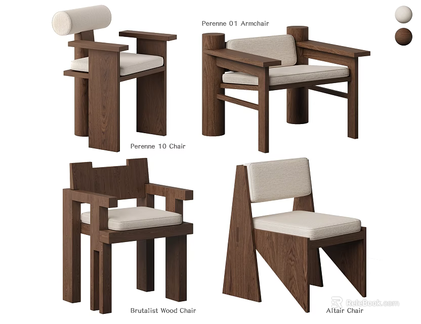 Wooden Frame Leisure Chair Featuring Upholstered Seat Armrest And Various Styles 3d model 