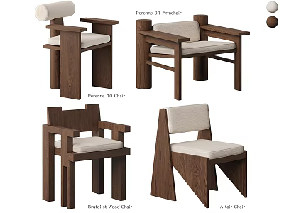 Wooden Frame Leisure Chair Featuring Upholstered Seat Armrest And Various Styles 3d model