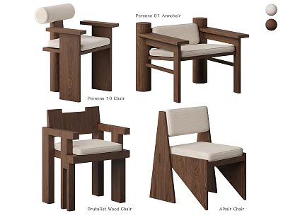 Wooden Frame Leisure Chair Featuring Upholstered Seat Armrest And Various Styles 3d model