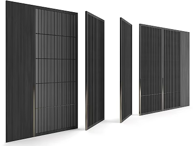 Modern Black Room Dividers With Vertical Slats And Panel Design 3d model