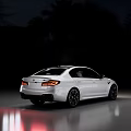 White Sports Sedan With Streamlined Body Black Alloy Wheels And Yellow Brake Calipers