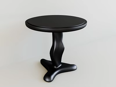 Modern Black Round Top Side Table With Unique Curved Base Design 3d model