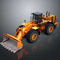 Yellow Heavy Duty Construction Loader With Front Bucket And Big Tires 3d model