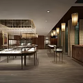 Luxury Jewelry Store Interior With Crystal Chandelier And Glass Display Cases