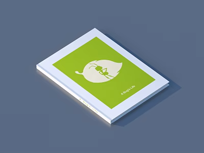 Green Cover Book With White Leaf Design And BOOK Word At Bottom 3d model