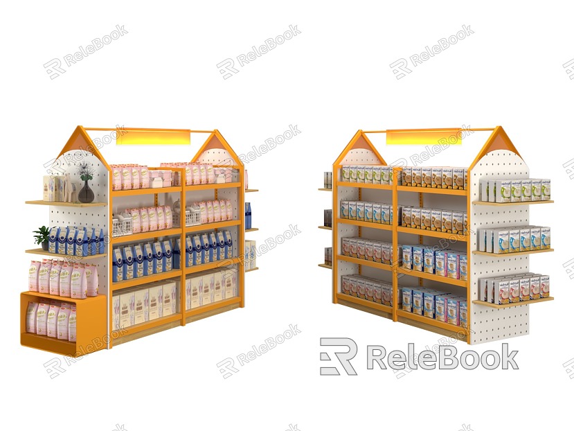 Showcase Shelf Island Shelf Island Cabinet Snack Commodity Snack Display Rack Supermarket Shelf model