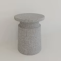 Gray Woven Cylindrical Stool With Round Top And Textured Surface 3d model