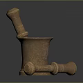 Copper Mortar and Pestle Grinding Fresh Herbal Plants on Black Background