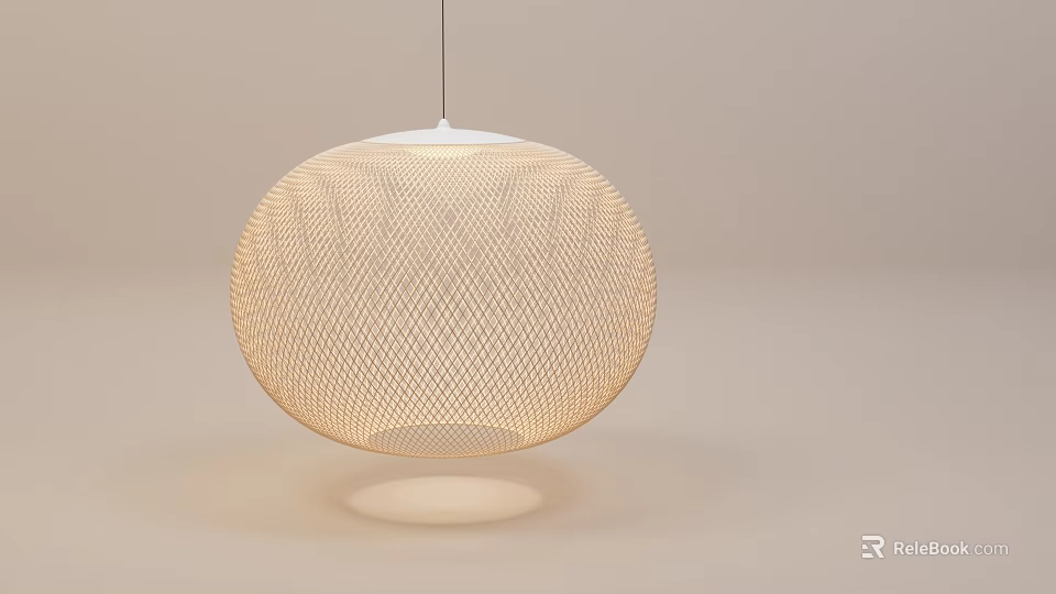 Modern Minimalist Round Pendant Light With Woven Texture And Soft Lighting 3d model 