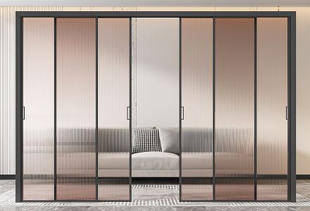 Modern sliding door Changhong glass sliding door 3d model