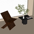 Modern single chair tea chair dressing chair side table corner table 3d model