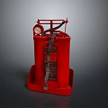 Vintage Red Fire Extinguisher With Pressure Gauge And Handle On Base Tray