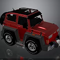 Red Off Road Car Low Poly Design With Roof Rack Spare Tire And Black Tires