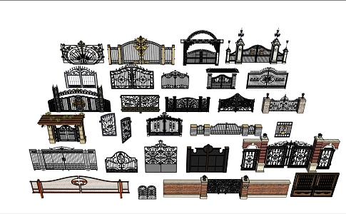 European-style iron gate 3d model