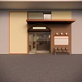Sweet Shop Exterior With Brown Brick Facade Entrance Bench Seating And Menu Board
